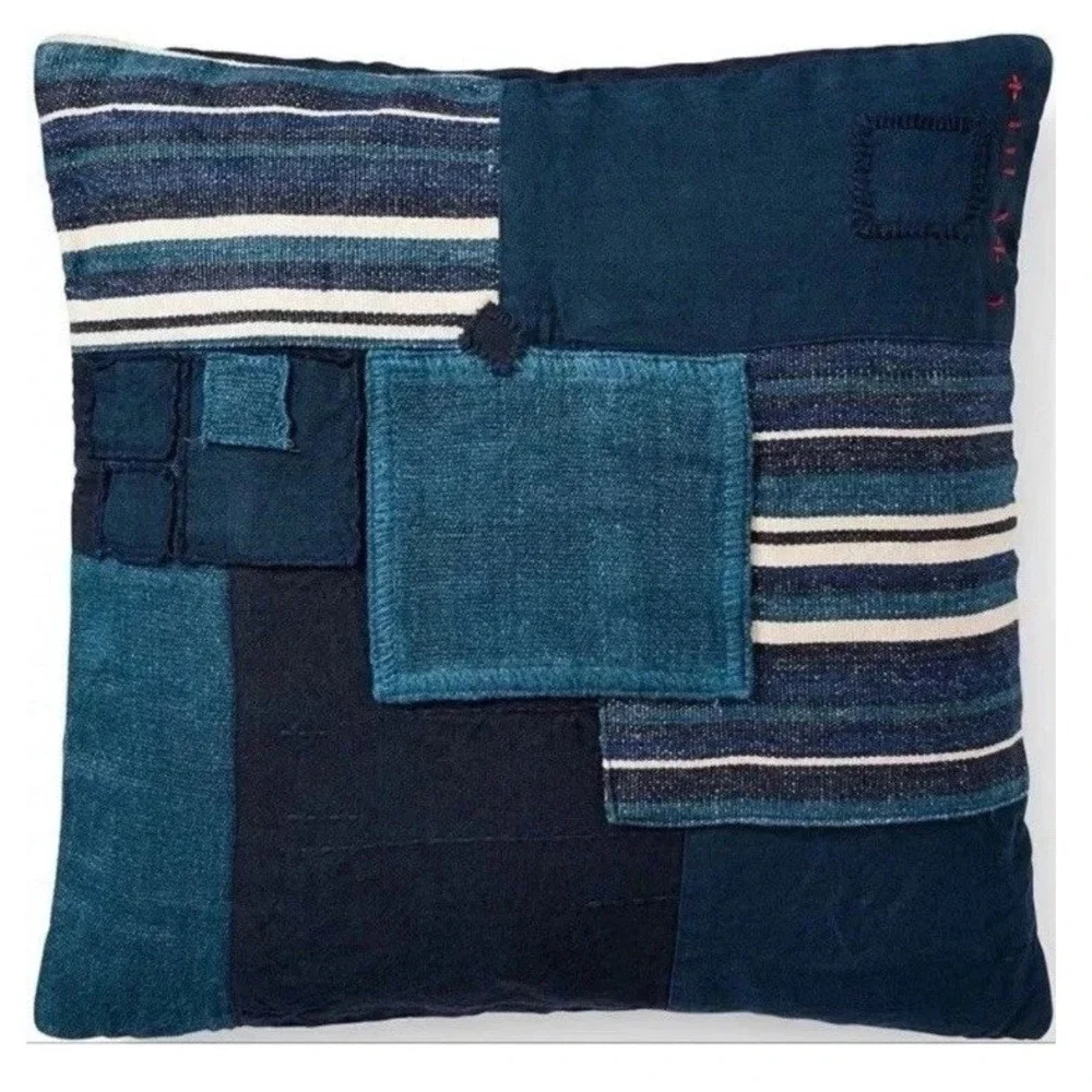 Ralph Lauren Stover 20x20 Throw Pillow COVER ONLY Blue Denim 100% Linen NEW